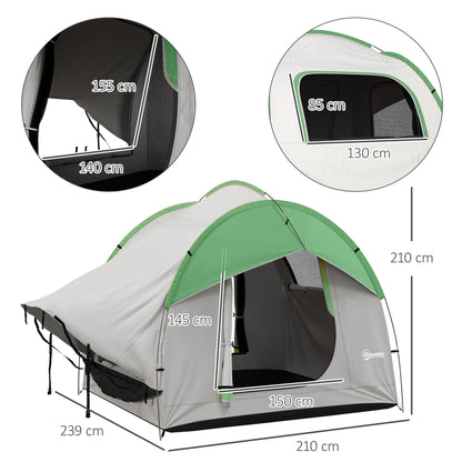 SUV Car Tent for Camping, Waterproof PU2000mm, 5 Man Tailgate Tent, for SUV Van Pickup, 2.4 x 2.1 m, Grey and Green