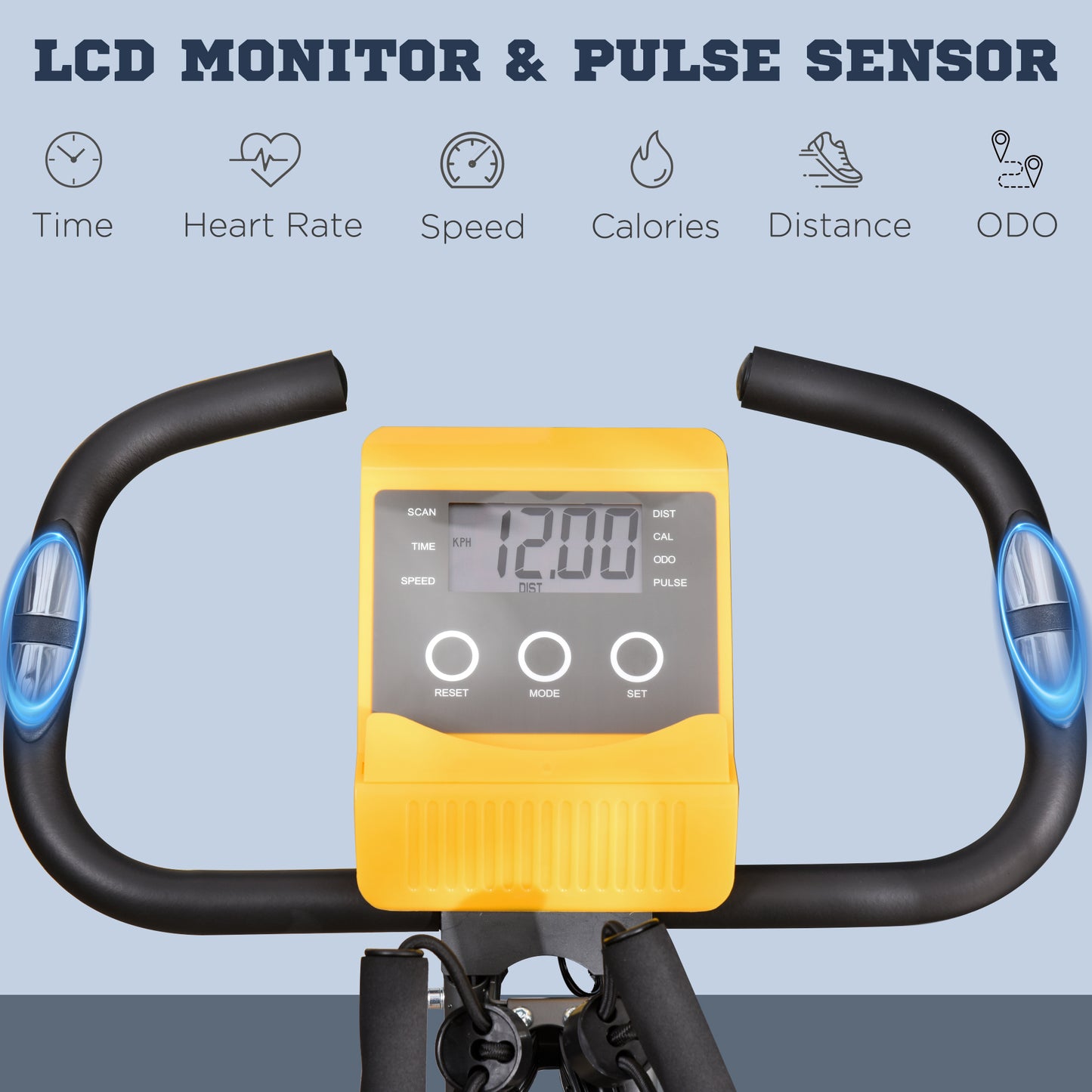 2-In-1 Folding Exercise Bike with 8-Level Magnetic Resistance Yellow