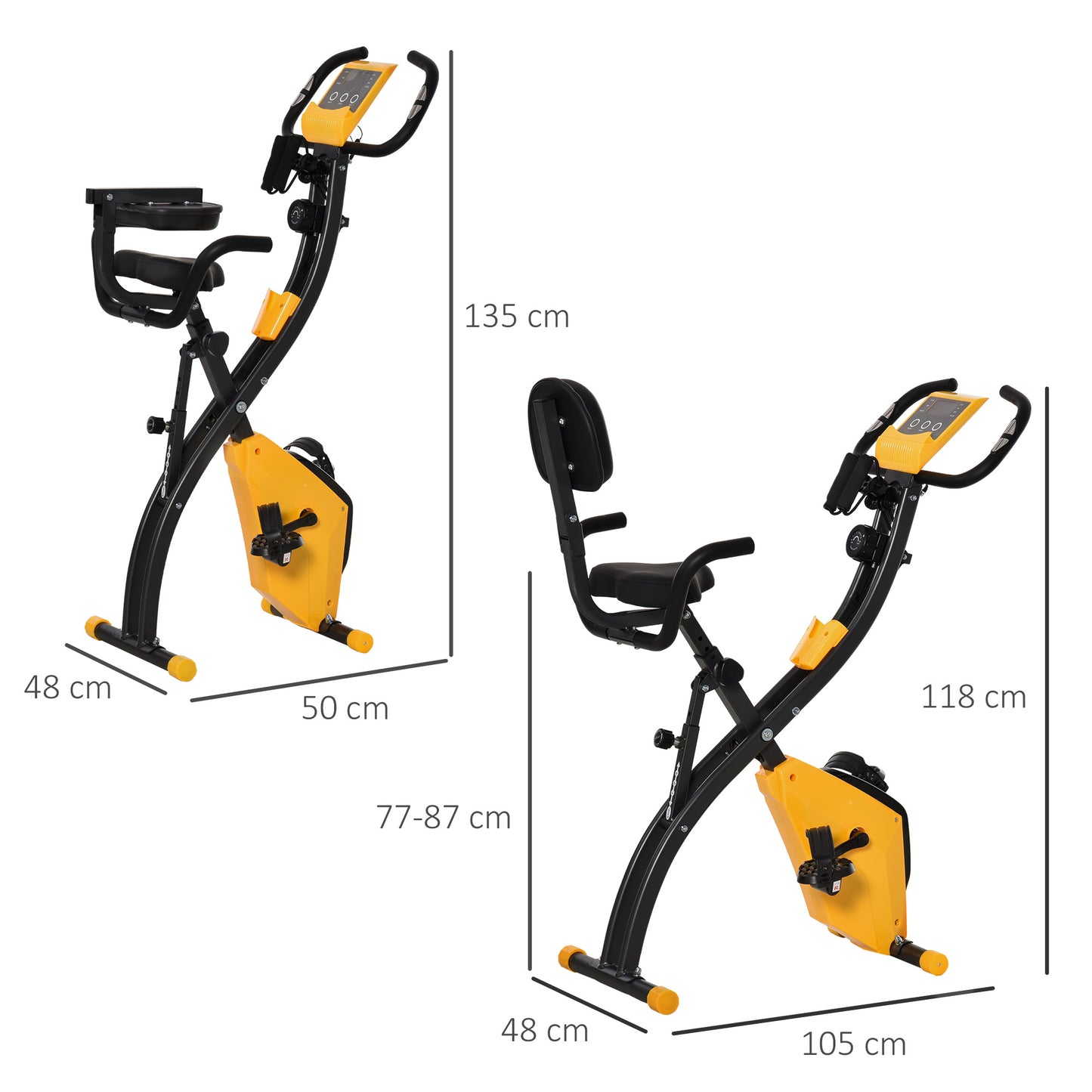 2-In-1 Folding Exercise Bike with 8-Level Magnetic Resistance Yellow