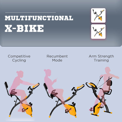 2-In-1 Folding Exercise Bike with 8-Level Magnetic Resistance Yellow