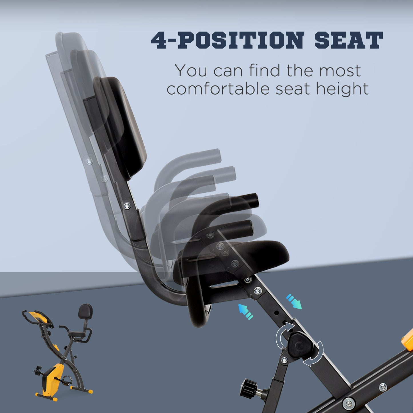 2-In-1 Folding Exercise Bike with 8-Level Magnetic Resistance Yellow