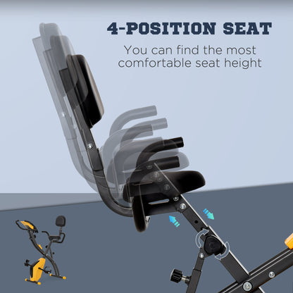 2-In-1 Folding Exercise Bike with 8-Level Magnetic Resistance Yellow