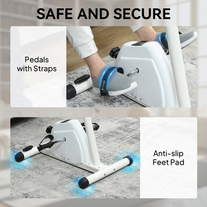 Seated Pedal Exerciser with Dual Massage and LCD Display, White