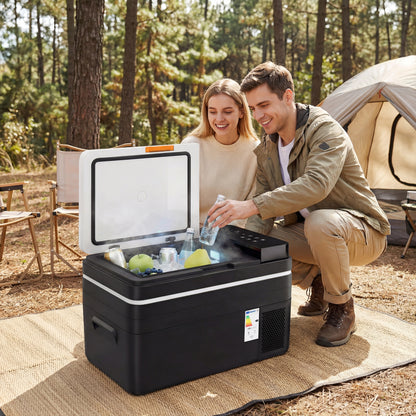 30L Compressor Car Fridge Freezer, Camping Refrigerator with App Control, 12/24V DC and 100-240V AC, Portable Electric Cool Box for Truck SUV Travel Camping, Black