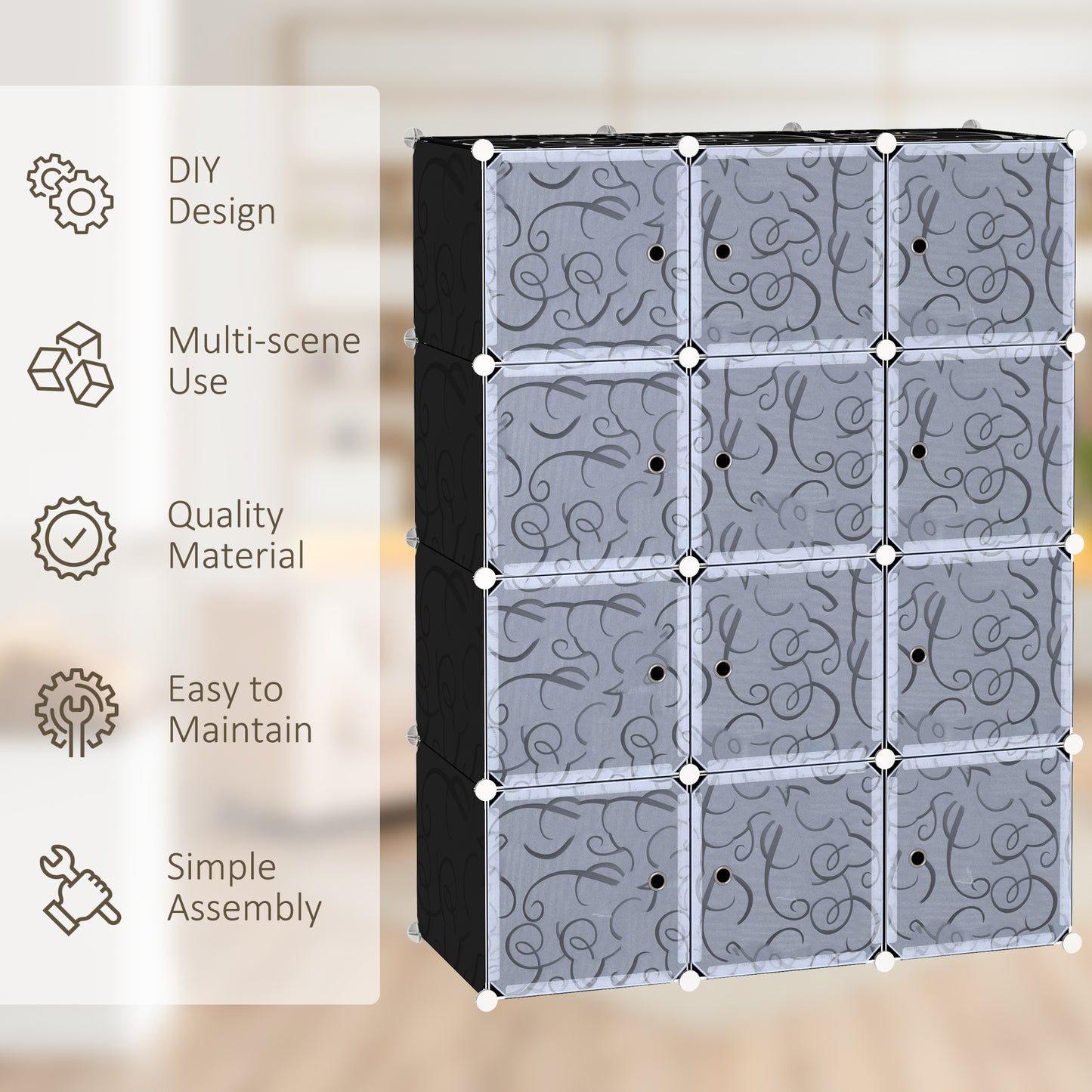 DIY Wardrobe Portable Interlocking Plastic Modular Closet Cube Organiser