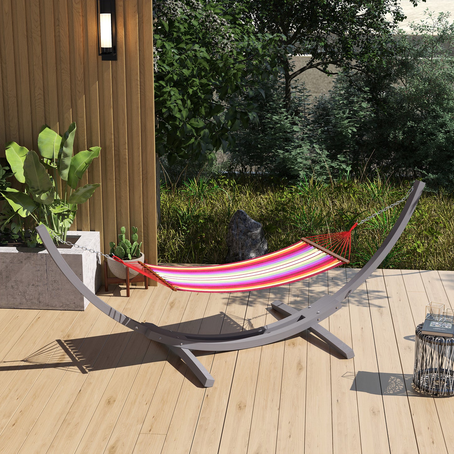 3(m) Wooden Hammock Stand for Garden, Patio, Grey