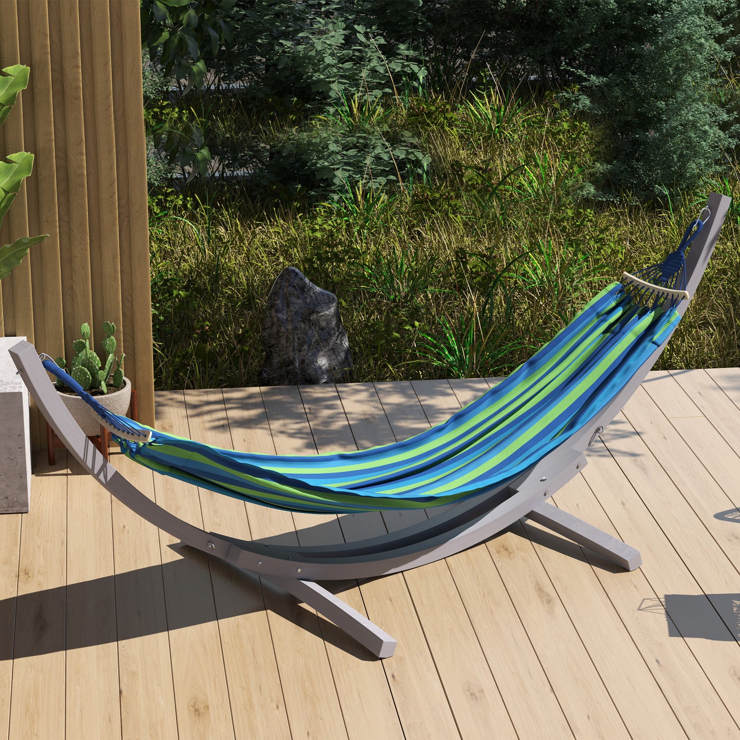3(m) Wooden Hammock Stand for Garden, Patio, Grey