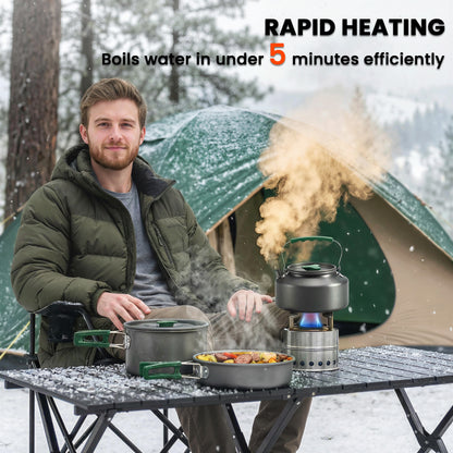Camping Cookware Set for 2-3 People, Camping Cooking Kit, Grey