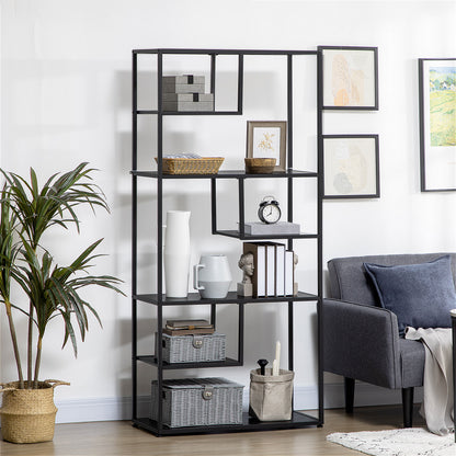 Industrial Storage Shelf, 7 Tier Bookshelf, Display Rack for Living Room