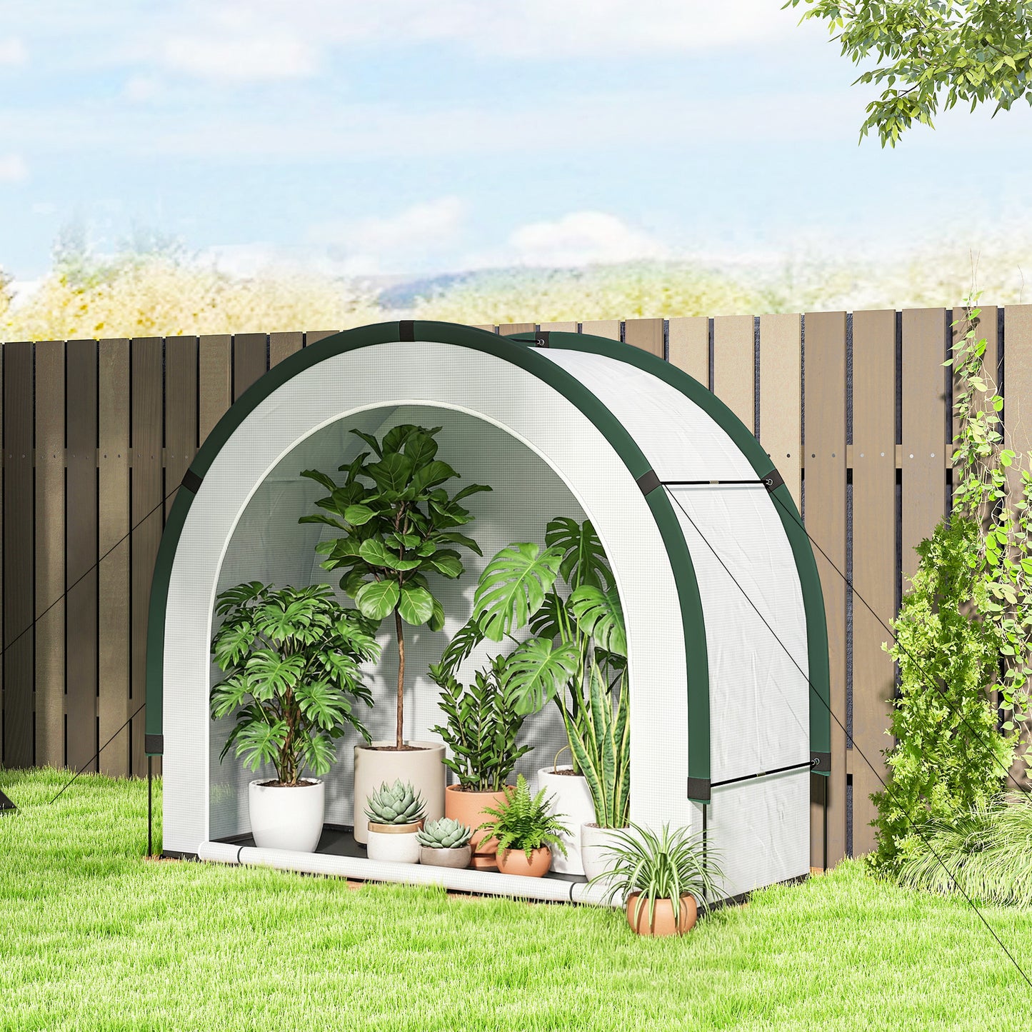 Foldable Small Greenhouse, Mini Greenhouse with PE Base, Green