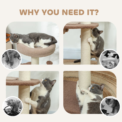 88cm Cat Tee for Indoor Cats, Cat Tower with Scratching Post, Brown