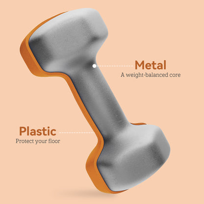 Set of 2 Hexagonal Dumbbells Weights Pair, 2 x 1.5kg, Orange