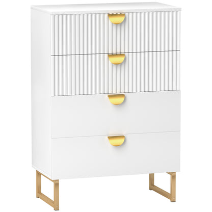 Chest of Drawers with 4 Drawers, Modern Dresser for Bedroom, White
