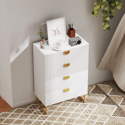 Chest of Drawers with 4 Drawers, Modern Dresser for Bedroom, White