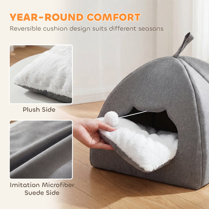 Cat Cave, Cat House with Removable Cushion for Indoor Kittens