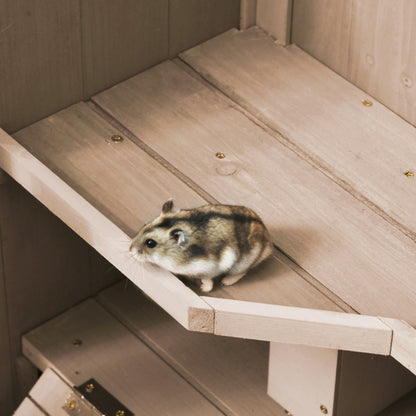 Wooden Hamster Cage, 3-Tier Roden Small Animals Hutch, 99 x 50 x 69 cm