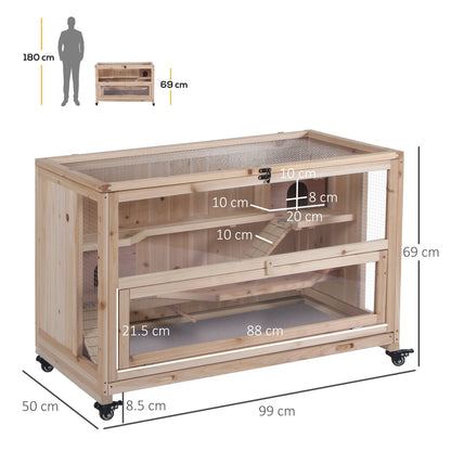 Wooden Hamster Cage, 3-Tier Roden Small Animals Hutch, 99 x 50 x 69 cm