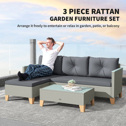L Shaped Garden Conversation Chaise Lounge Furniture, Charcoal Grey