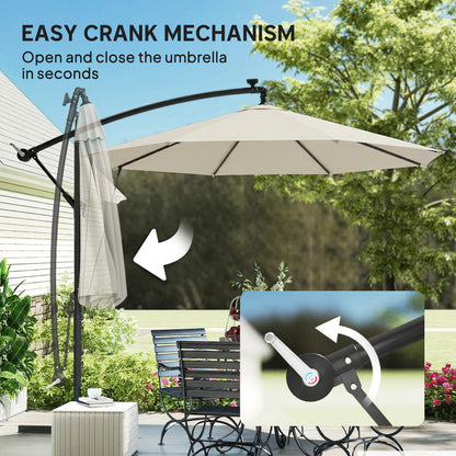 3 m Cantilever Parasol Solar LED Lights, Cream White