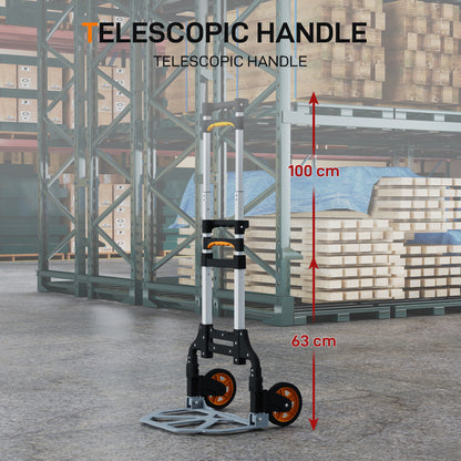 Lightweight Sack Truck with 70kg Capacity, Folding Trolley, Silver