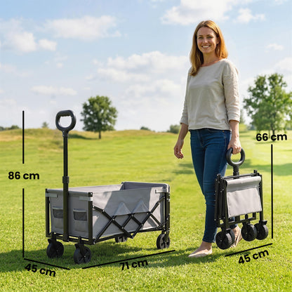 60L Festival Trolley on Wheels, Collapsible Wagon Cart, Grey