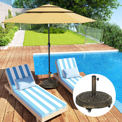 Parasol Base with Wheels, Floral Rose Pattern, Bronze
