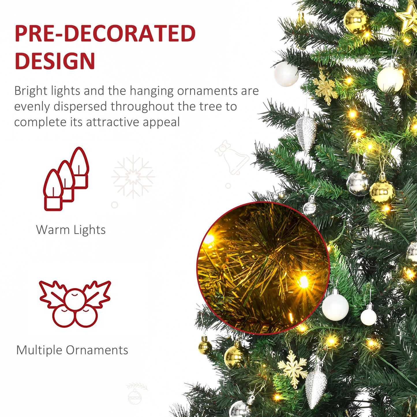 6FT Pre-Lit Artificial Christmas Tree Holiday Décor Ornament Stand