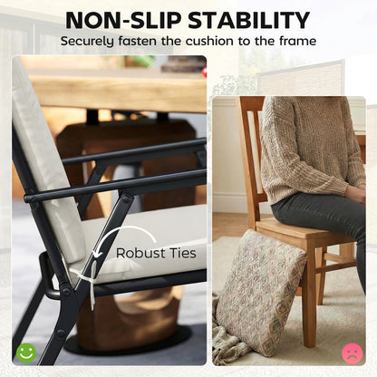 2Pcs Garden Chair Cushions, Waterproof Seat Pads, Cream White