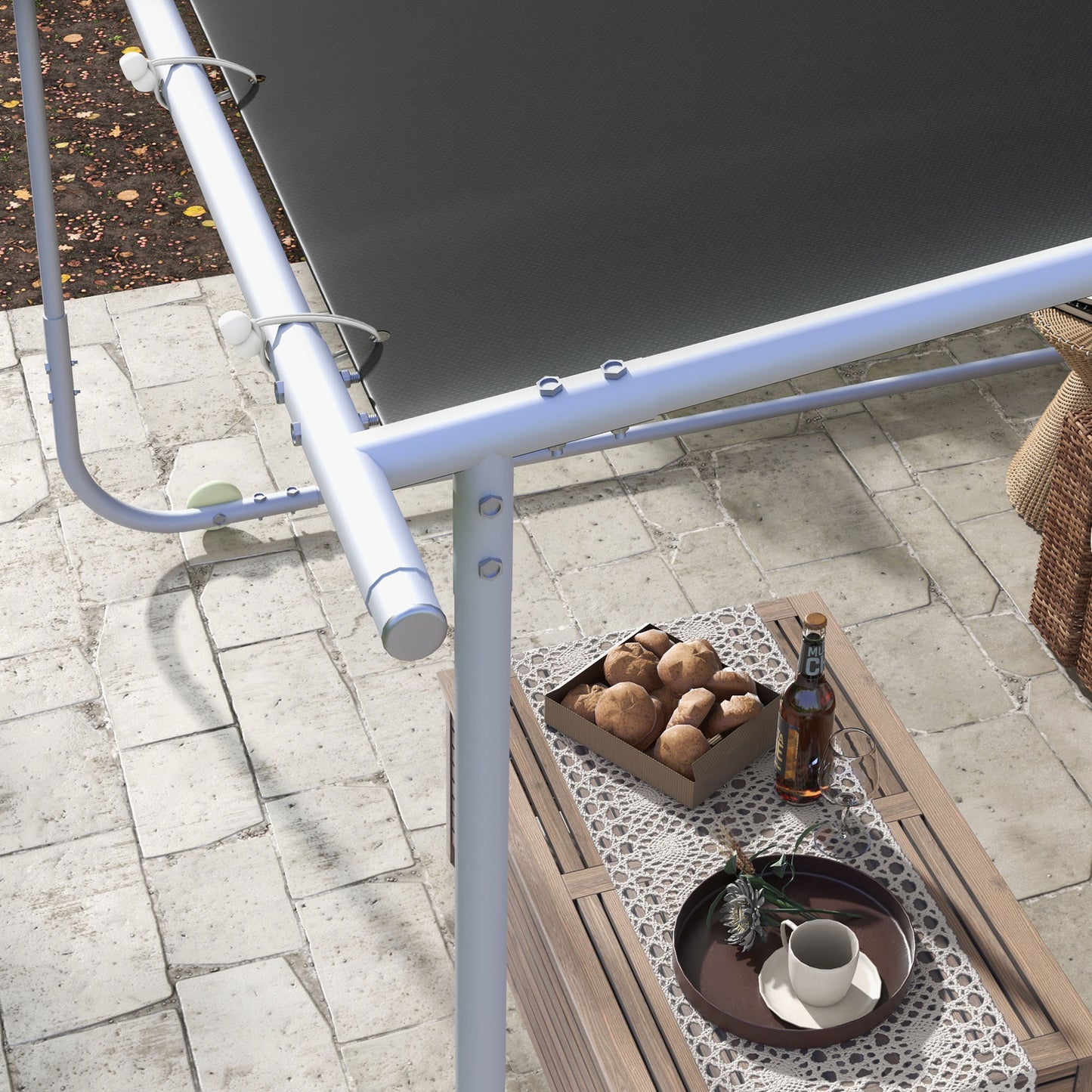 3 x 3(m) Mobile Pergola Kit, Portable Garden Gazebo with Wheels, Sandbags, Steel Frame, UV-Resistant