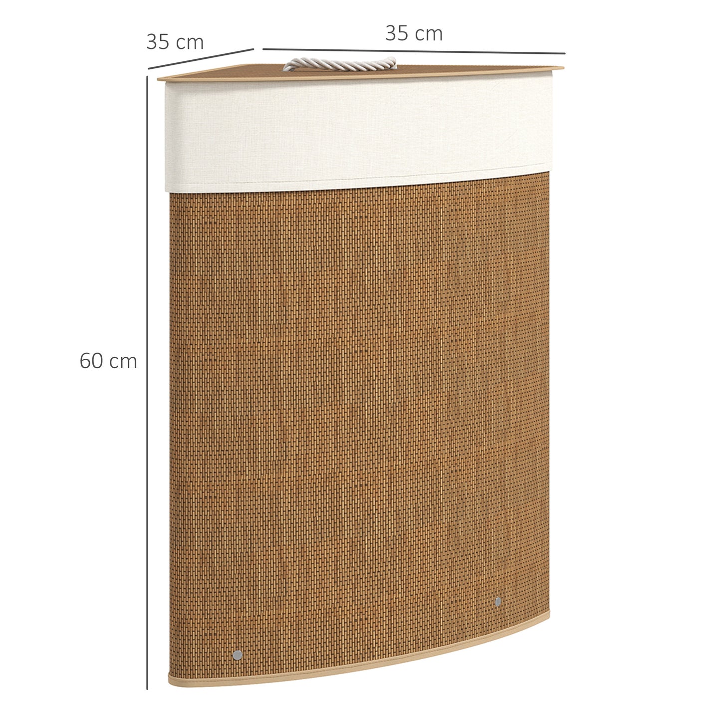 55L Laundry Hamper with Removable Washable Liner Bag, Brown