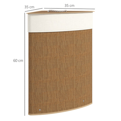 55L Laundry Hamper with Removable Washable Liner Bag, Brown