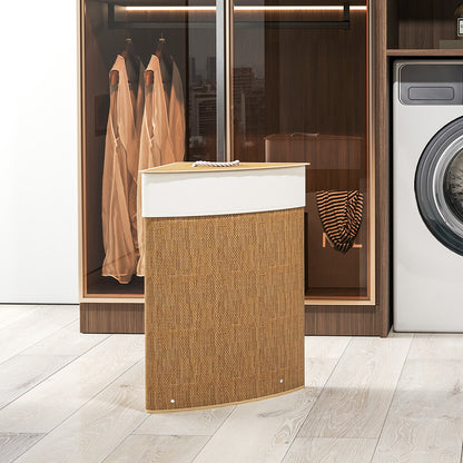 55L Laundry Hamper with Removable Washable Liner Bag, Brown