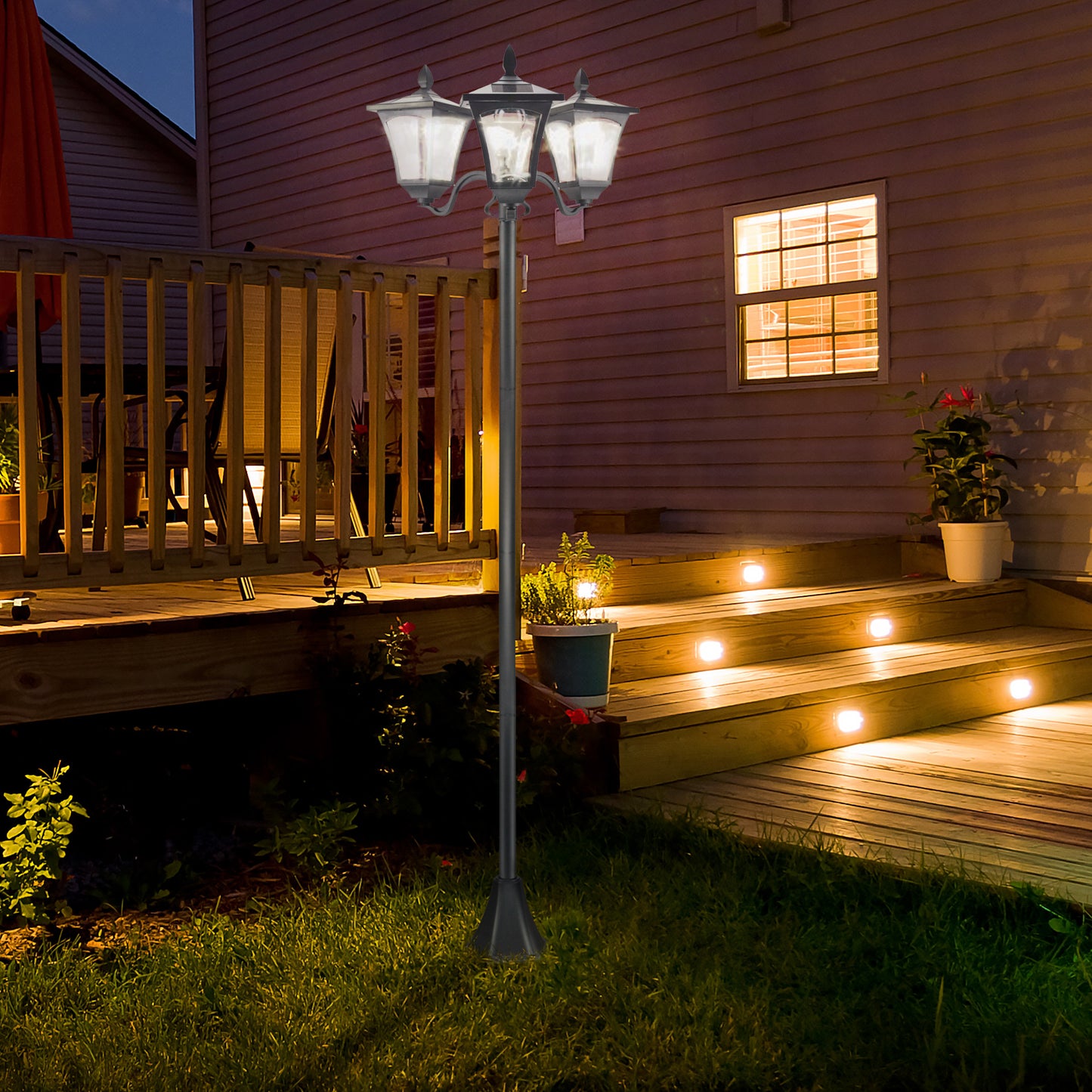1.8m Traditional Victorian Style - Solar Post Lamp with Sensor