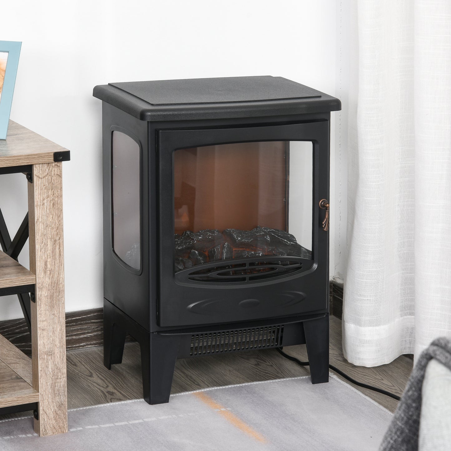 900W/1800W Freestanding Electric Fireplace w/ Adjustable Artificial Flame
