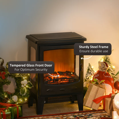 900W/1800W Freestanding Electric Fireplace w/ Adjustable Artificial Flame
