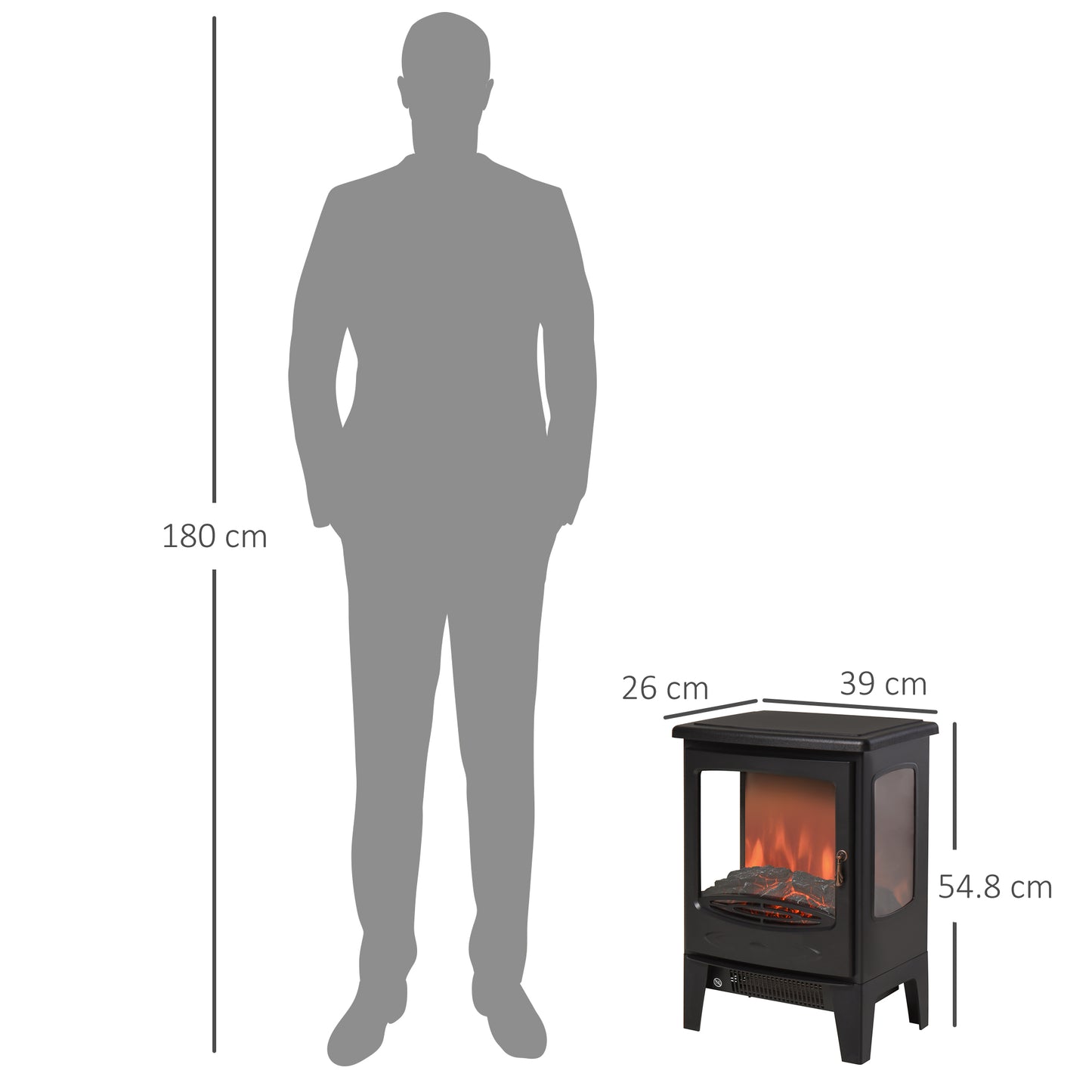 900W/1800W Freestanding Electric Fireplace w/ Adjustable Artificial Flame