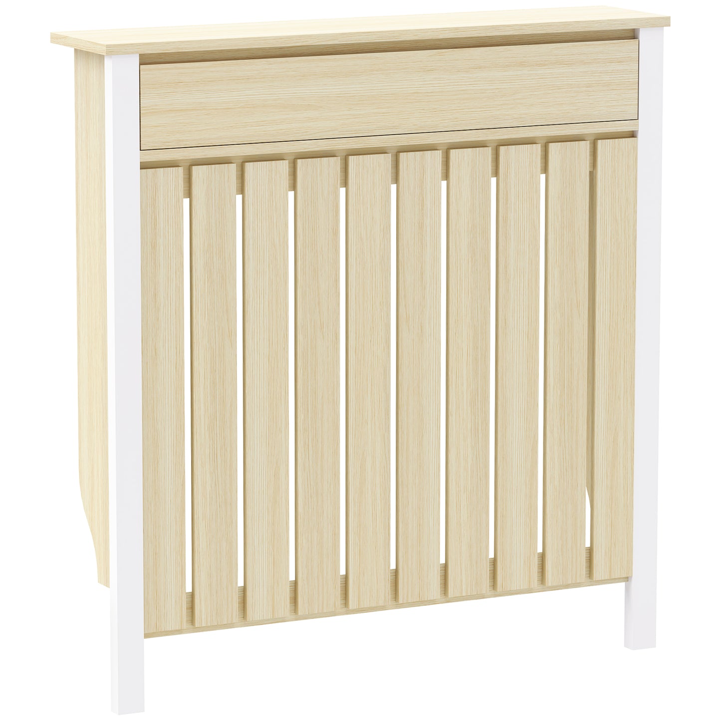 Radiator Cover with Drawer and Vertical Slats Oak