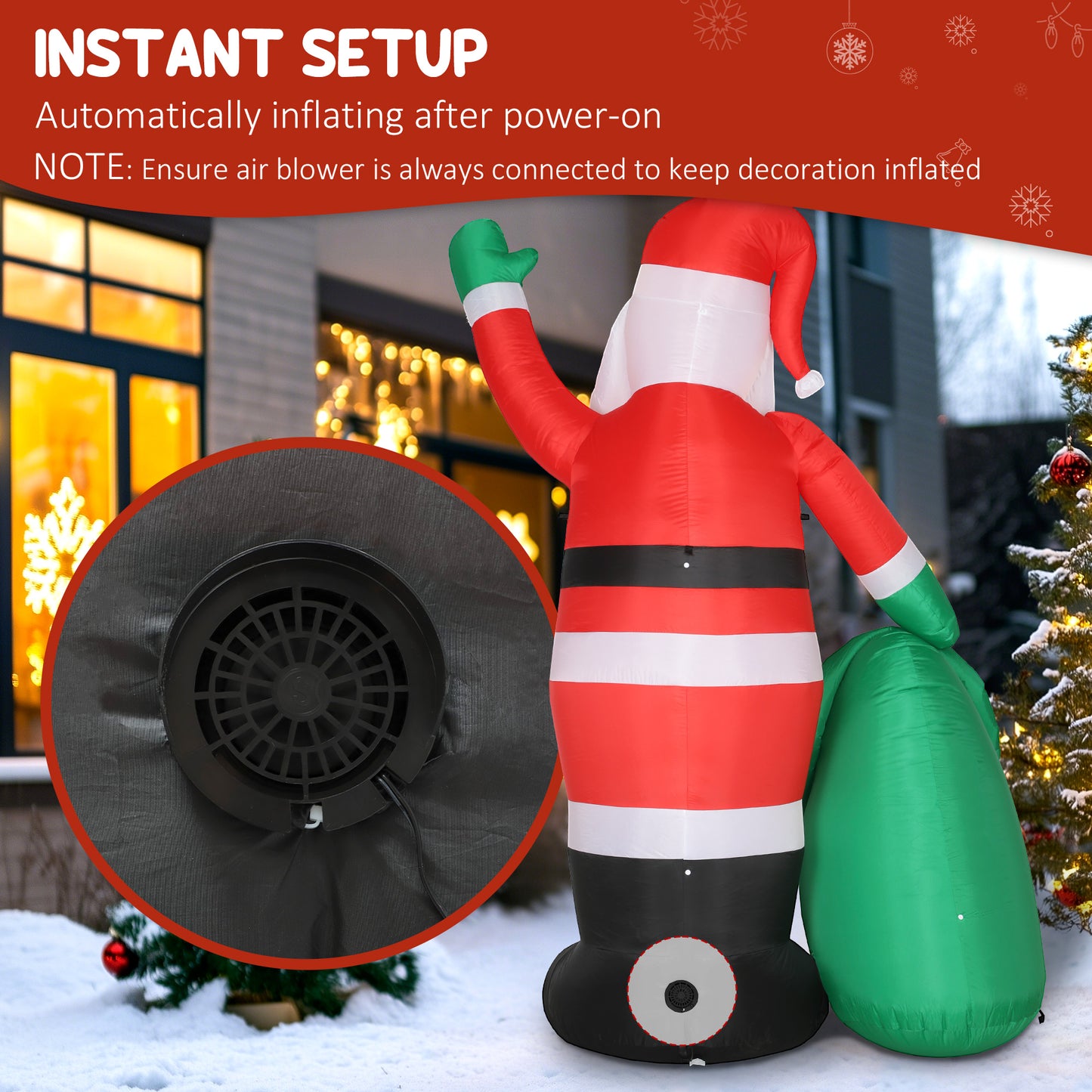 9ft Giant Christmas Blow Up Decoration with Built-in LED Lights