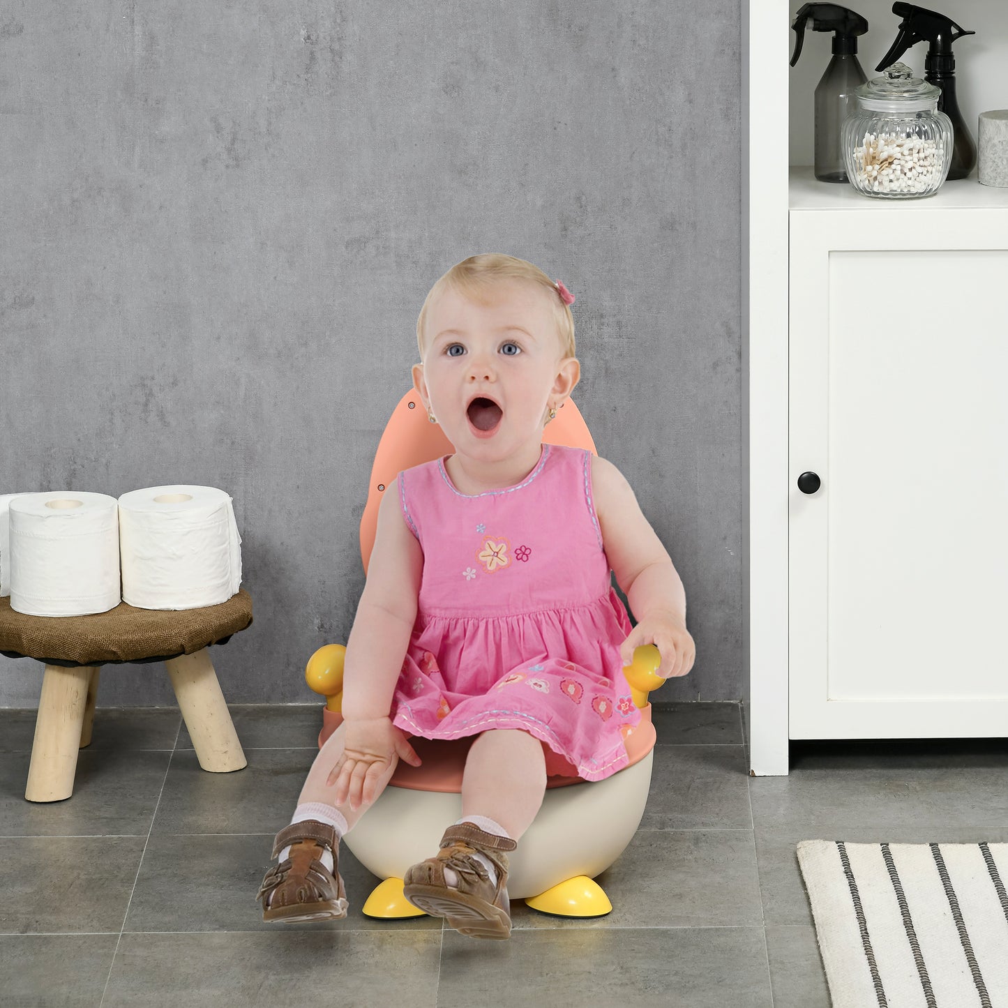 Baby Potty Training Toilet, Toddler Toilet Seat with Splash Guard, Backrest, Anti-Tip Feet, Side Handles, Easy to Clean, Portable Travel Potty for Boys and Girls 6 to 36 Months, Fox Shape
