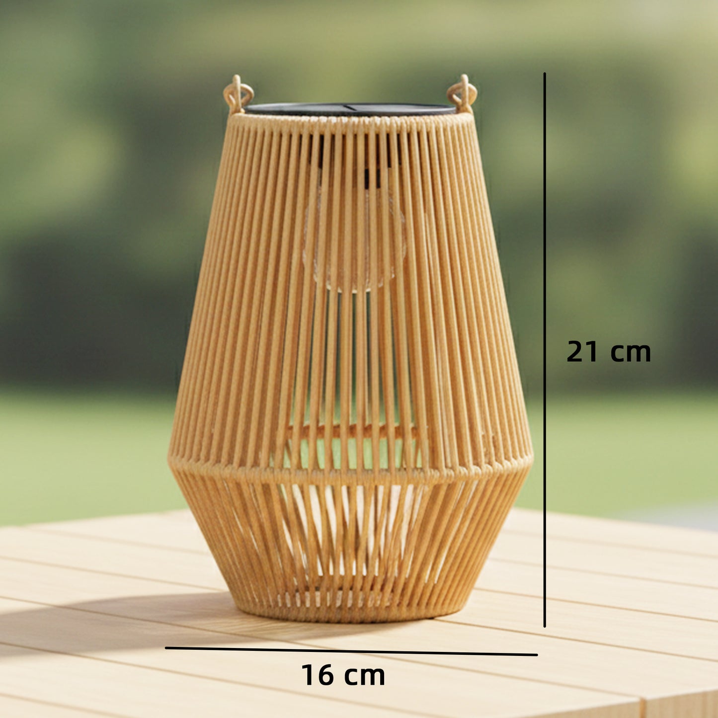 Rattan Hanging Solar Lights Outdoor Garden Lantern Set of 2, Brown