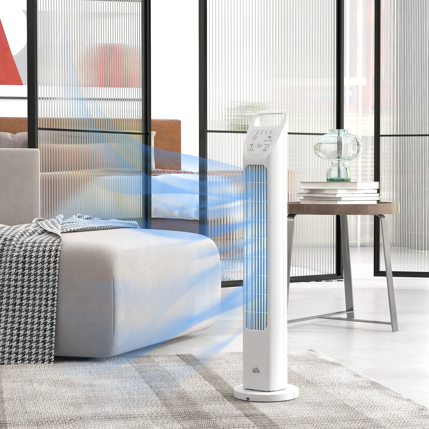 Oscillating Tower Fan Floor Fan with 4H Timer for Home Office White