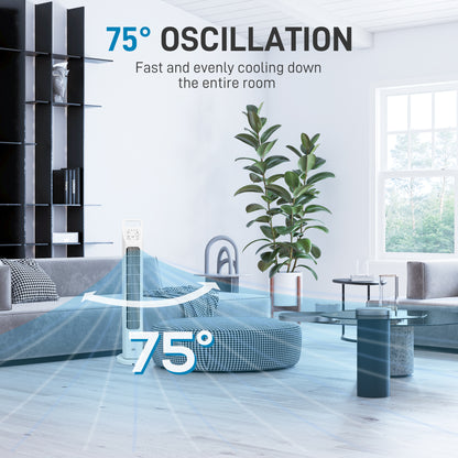 Oscillating Tower Fan Floor Fan with 4H Timer for Home Office White
