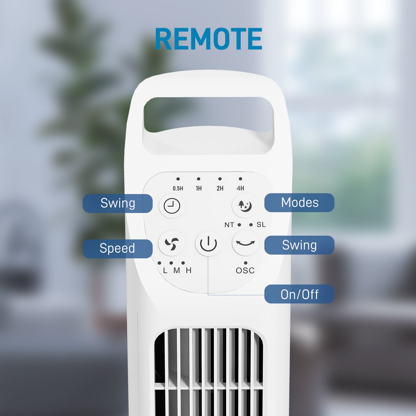 Oscillating Tower Fan Floor Fan with 4H Timer for Home Office White