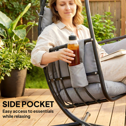 Hanging Egg Chair, Swinging Hammock Chair with Stand, Dark Grey