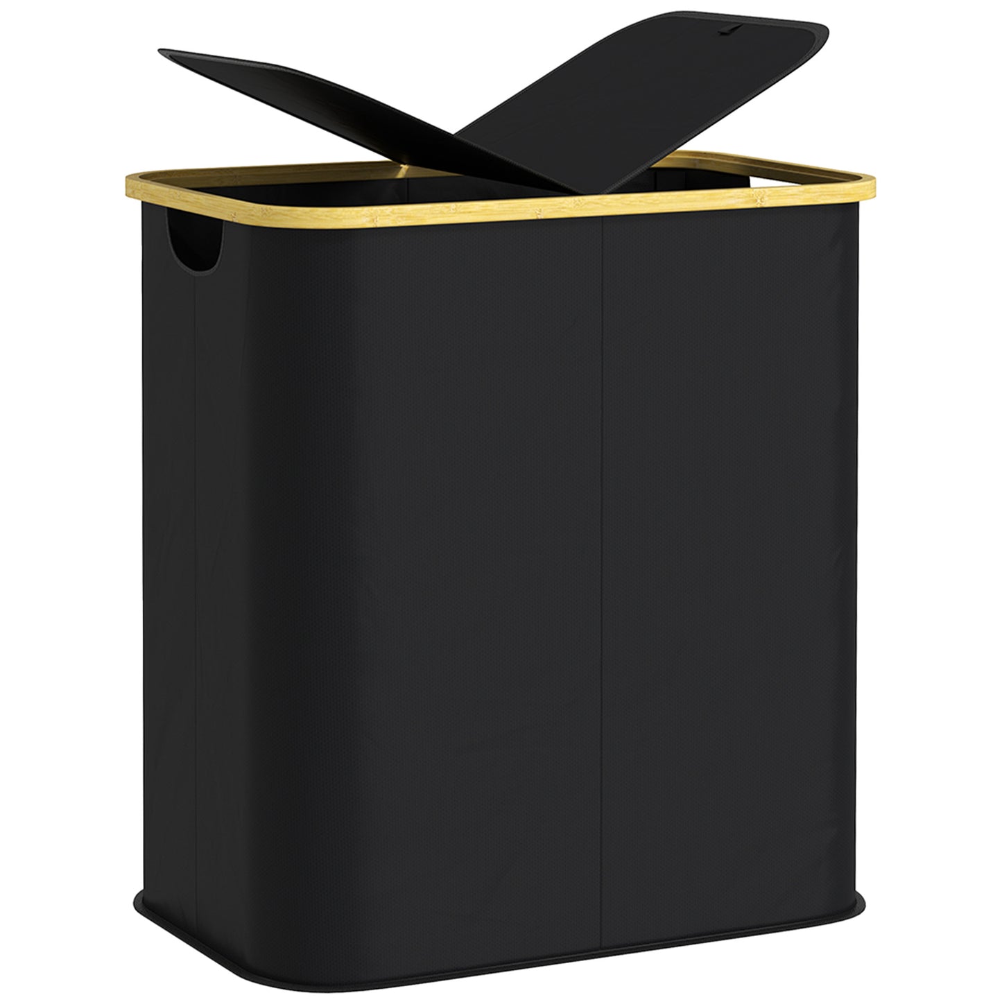 80L Collapsible Laundry Hamper, Washing Basket for Bathroom, Black