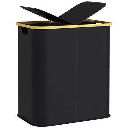 80L Collapsible Laundry Hamper, Washing Basket for Bathroom, Black