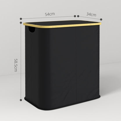 80L Collapsible Laundry Hamper, Washing Basket for Bathroom, Black