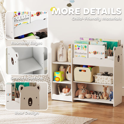 kids Toy storage unit, three tier Kids Bookshelf for Nursery, White