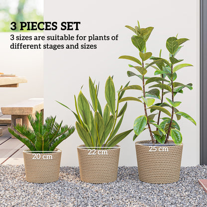 Seagrass Plant Pots Flower Planters Bohemian Style Set of 3 Natural