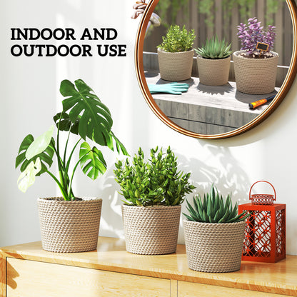 Seagrass Plant Pots Flower Planters Bohemian Style Set of 3 Natural